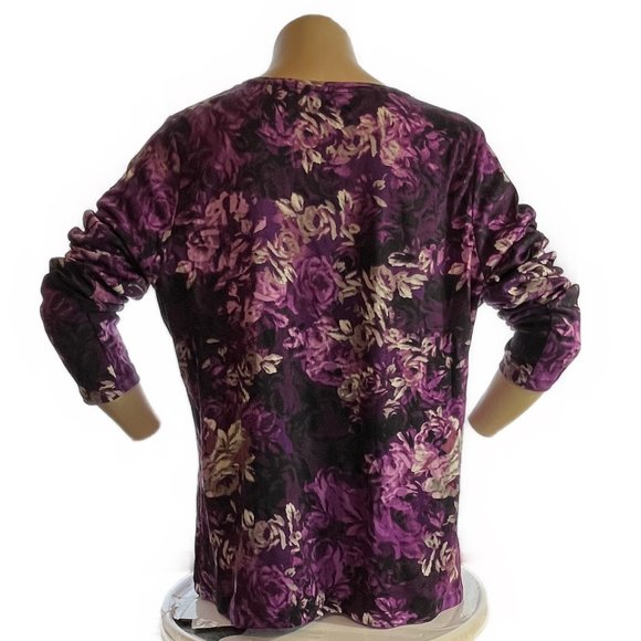 CROFT & BARROW LONG SLEEVE FLOWERED CREW NECK TEE NWOT SIZE 0X - Picture 3 of 5